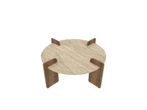 Houten salontafel "Avoure" - 90 x 90 x 35 cm - Travertin