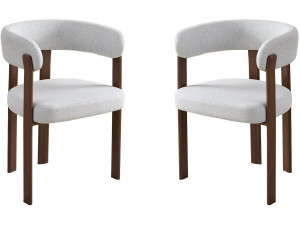 Set van 2 "Opale" eetkamerstoelen met armleuningen - Lichtgrijs