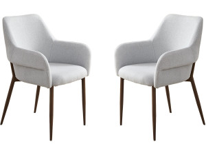 Set van 2 "Jade" eetkamerstoelen met armleuningen - Lichtgrijs