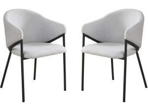 Set van 2 "Auralis" eetkamerstoelen van stof en metaal - Lichtgrijs