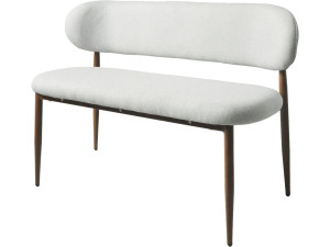 Stoffen eetbank - 110 cm - "Sélène" - 3 zits - Lichtgrijs en bruin