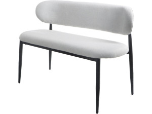 Stoffen eetbank - 110 cm - "Sélène" - 3 zits - Lichtgrijs en Zwart