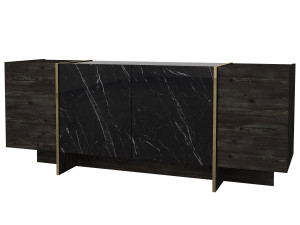 Houten dressoir "Veyron" - 180 x 46 x 75 cm - Zwart/Goud
