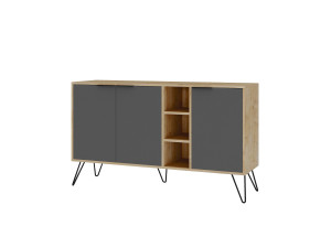 Houten dressoir "Clara" - 142 x 36 x 83 cm - Antracietgrijs