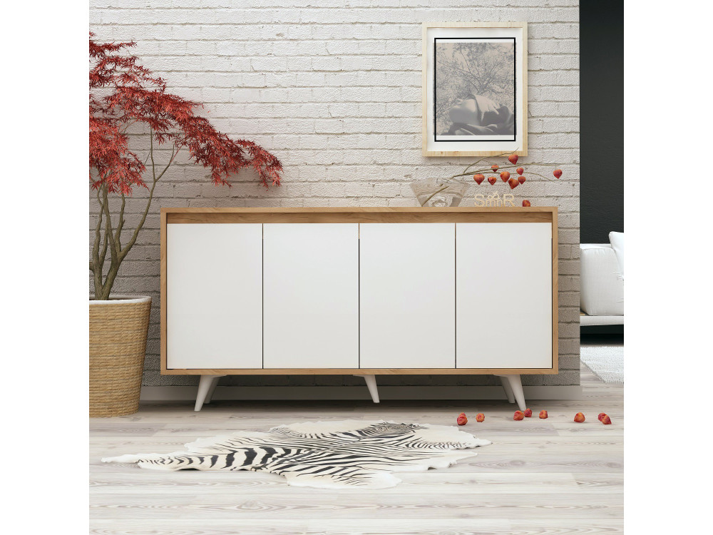 Houten dressoir "Shans" - 140 x 40 x 86 cm - Wit