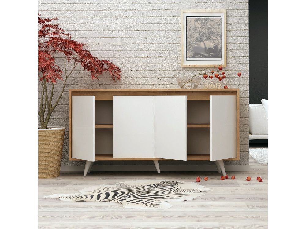 Houten dressoir "Shans" - 140 x 40 x 86 cm - Wit