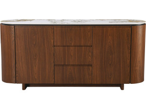 Houten dressoir "Stonea" met keramisch blad - 180 x 40 x 85 cm - Bruin