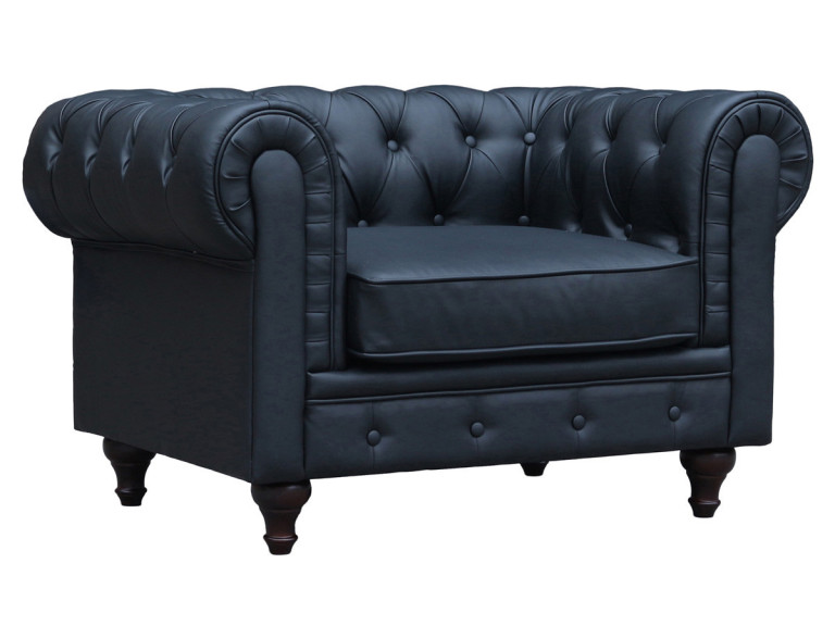 Stoel fauteuil Chesterfield "Aliza" - 111 x 82 x 70 cm - Zwart