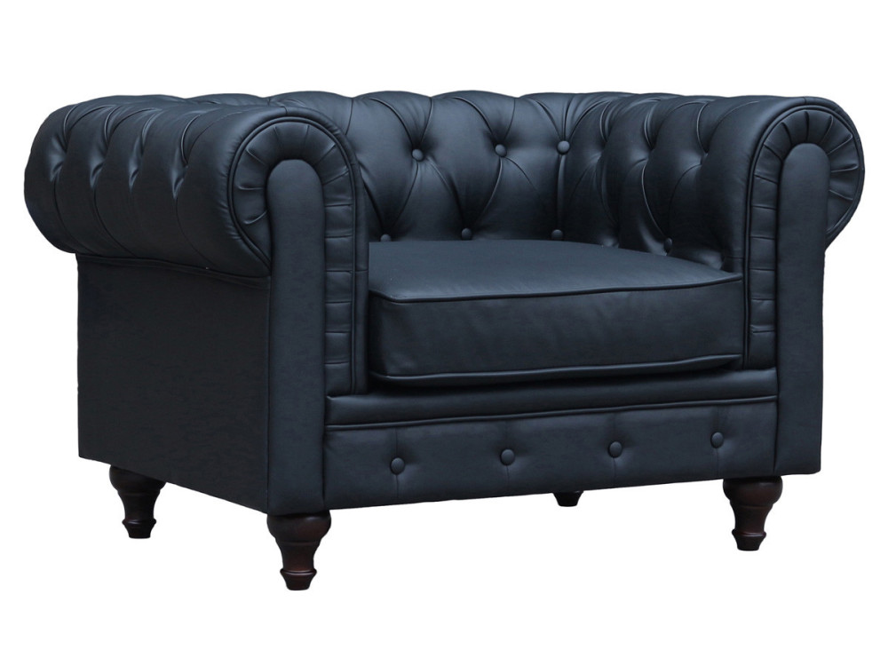 Stoel fauteuil Chesterfield "Aliza" - 111 x 82 x 70 cm - Zwart