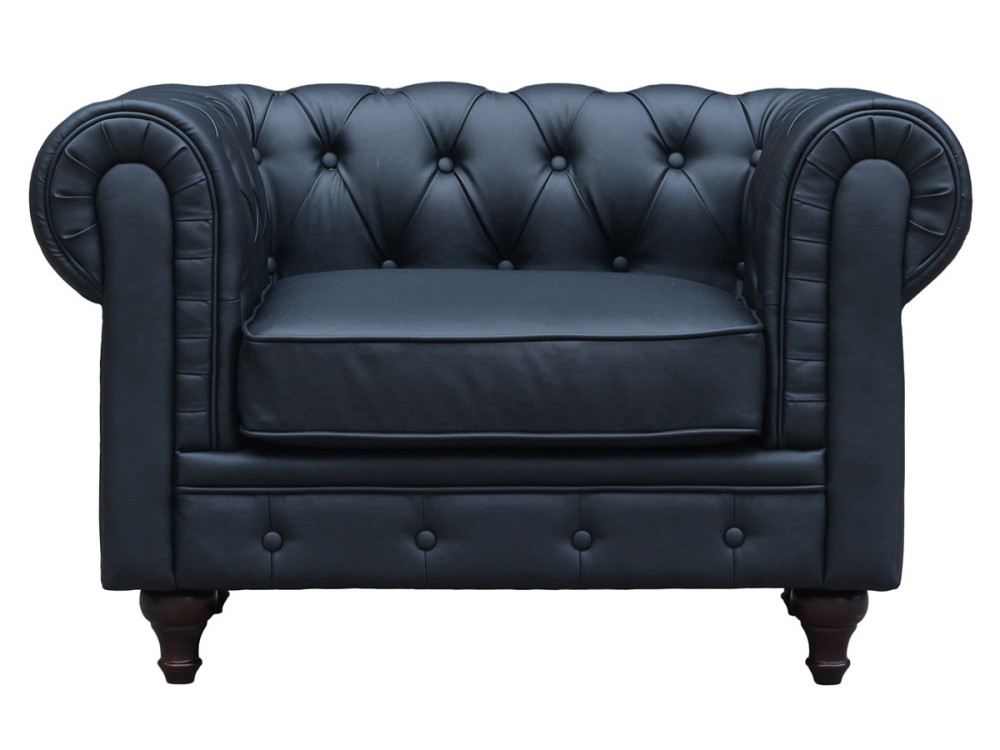 Stoel fauteuil Chesterfield "Aliza" - 111 x 82 x 70 cm - Zwart