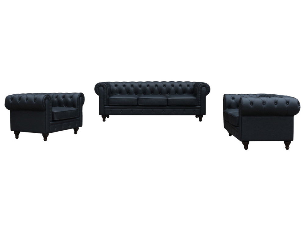 Stoel fauteuil Chesterfield "Aliza" - 111 x 82 x 70 cm - Zwart