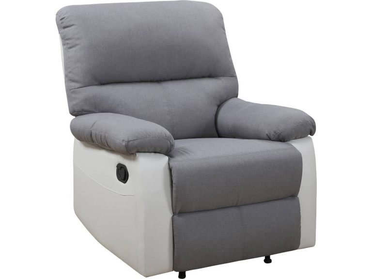 Relaxfauteuil relaxstoel verstelbaar "Lincoln" - 90 x 89 x 103 cm - Wit / Lichtgrijs
