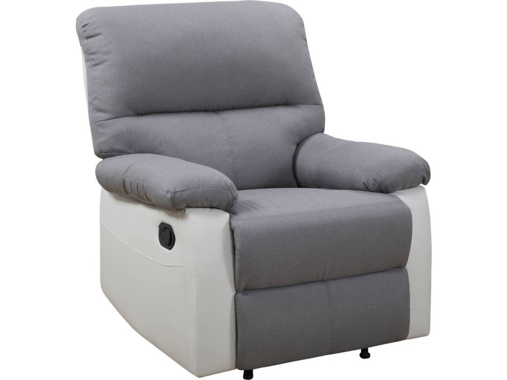 Relaxfauteuil relaxstoel verstelbaar "Lincoln" - 90 x 89 x 103 cm - Wit / Lichtgrijs