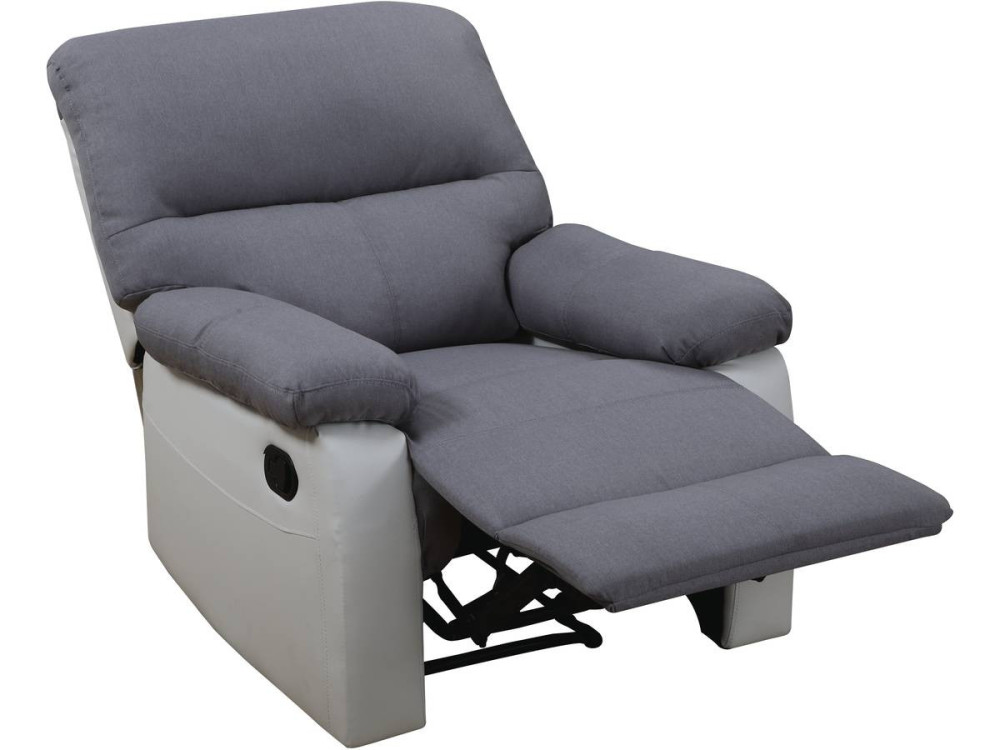 Relaxfauteuil relaxstoel verstelbaar "Lincoln" - 90 x 89 x 103 cm - Wit / Lichtgrijs