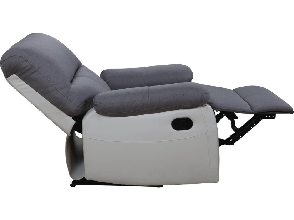 Relaxfauteuil relaxstoel verstelbaar "Lincoln" - 90 x 89 x 103 cm - Wit / Lichtgrijs