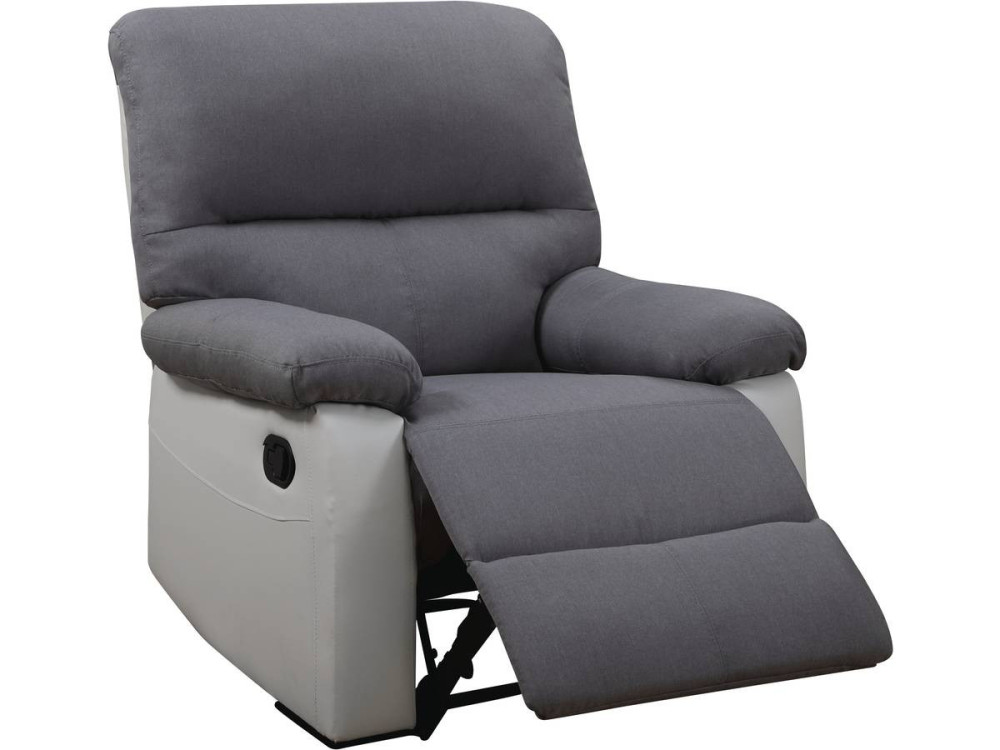 Relaxfauteuil relaxstoel verstelbaar "Lincoln" - 90 x 89 x 103 cm - Wit / Lichtgrijs