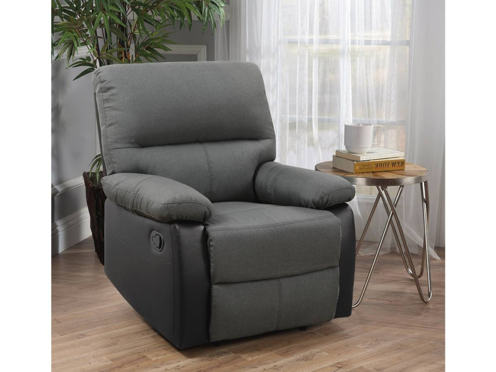 Relaxfauteuil relaxstoel verstelbaar "Lincoln" - 90 x 89 x 103 cm - Zwart / Donkergrijs