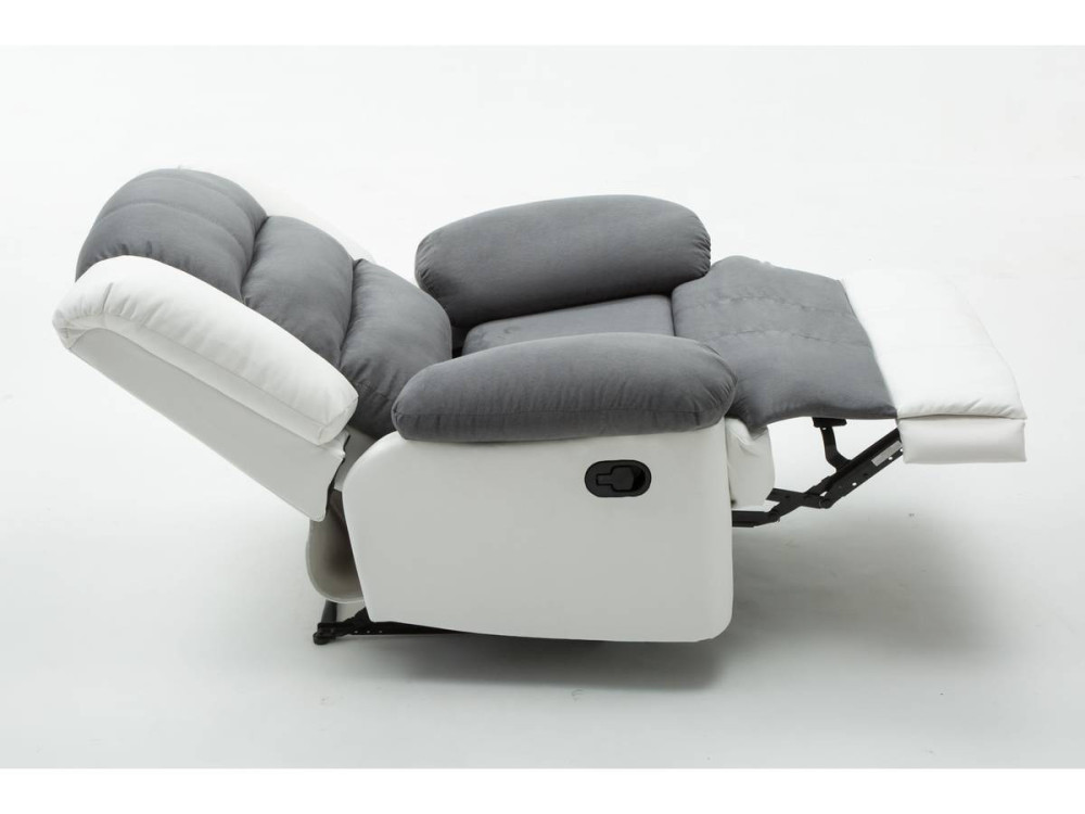 Relaxfauteuil relaxstoel verstelbaar "Buckingham" - 85 x 93 x 100 cm - Wit / Lichtgrijs