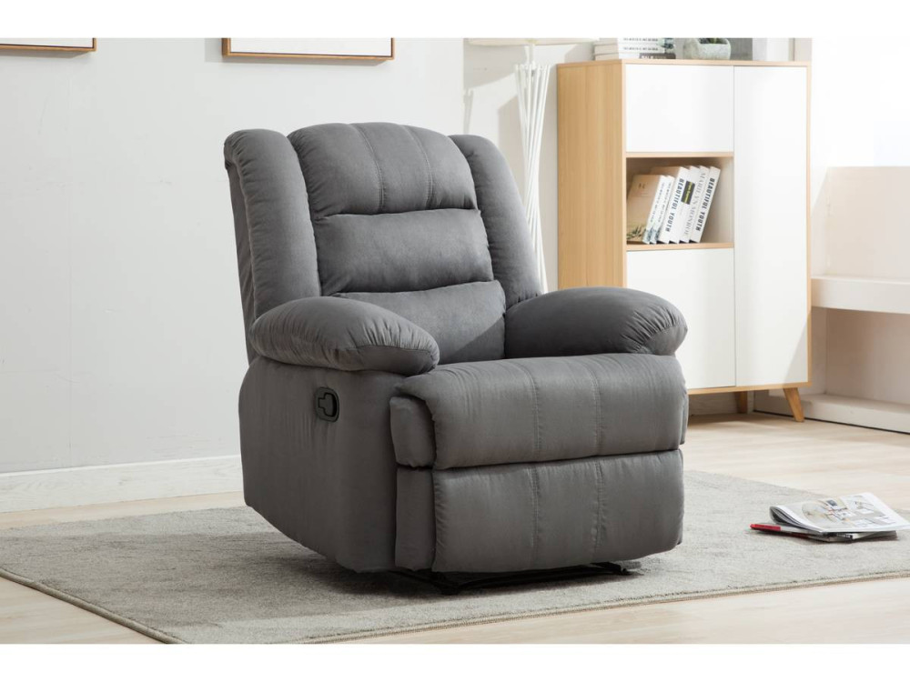 Relaxfauteuil relaxstoel verstelbaar "Buckingham" - 85 x 93 x 100 cm - Grijs lichtgrijs