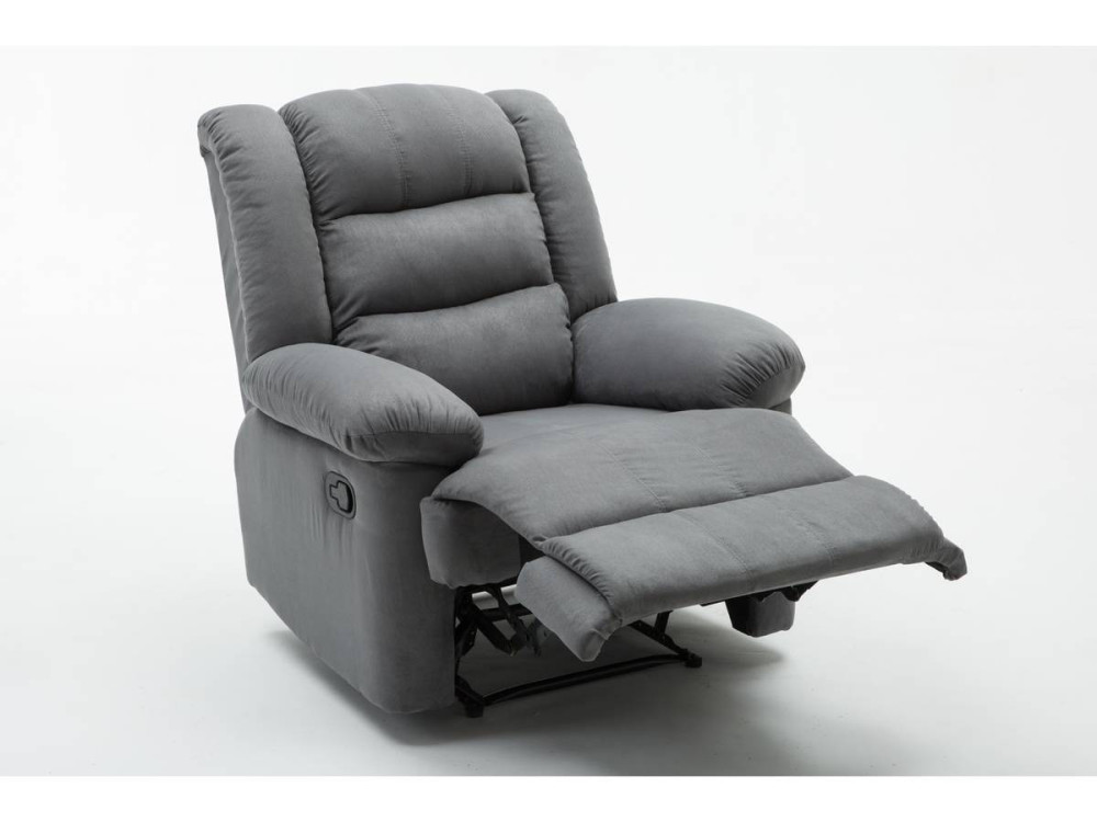 Relaxfauteuil relaxstoel verstelbaar "Buckingham" - 85 x 93 x 100 cm - Grijs lichtgrijs