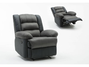 Relaxfauteuil relaxstoel verstelbaar "Buckingham" - 85 x 93 x 100 cm - Zwart / Donkergrijs
