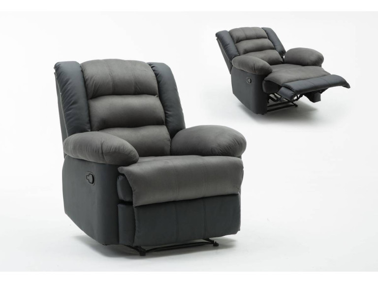 Relaxfauteuil relaxstoel verstelbaar "Buckingham" - 85 x 93 x 100 cm - Zwart / Donkergrijs