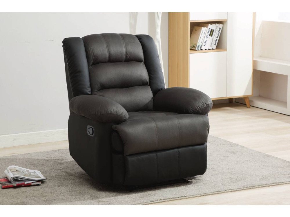 Relaxfauteuil relaxstoel verstelbaar "Buckingham" - 85 x 93 x 100 cm - Zwart / Donkergrijs
