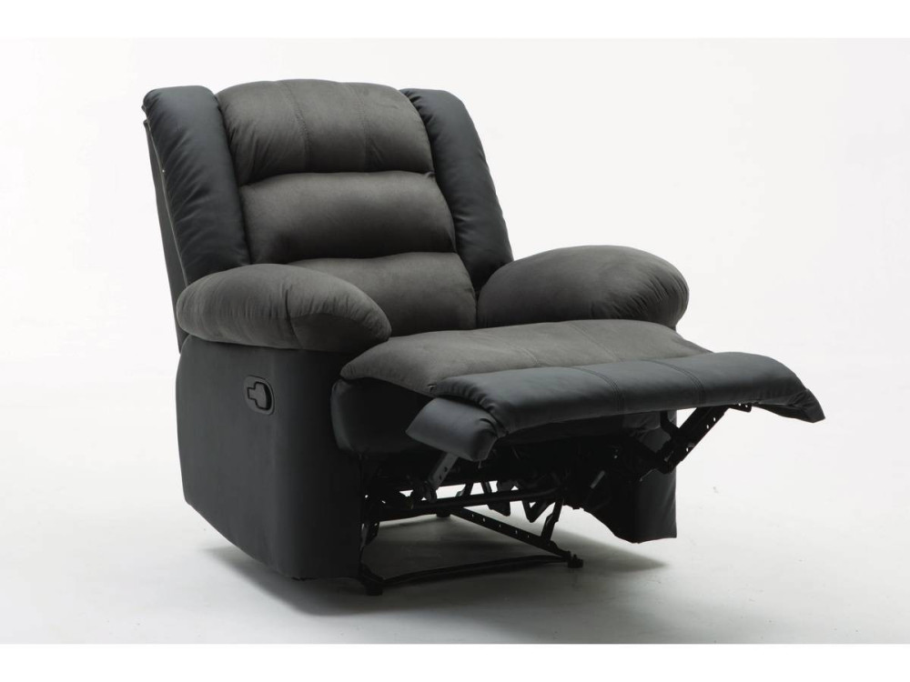 Relaxfauteuil relaxstoel verstelbaar "Buckingham" - 85 x 93 x 100 cm - Zwart / Donkergrijs