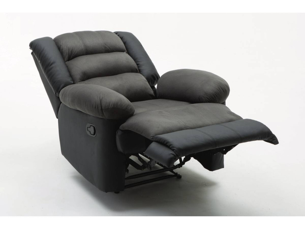 Relaxfauteuil relaxstoel verstelbaar "Buckingham" - 85 x 93 x 100 cm - Zwart / Donkergrijs