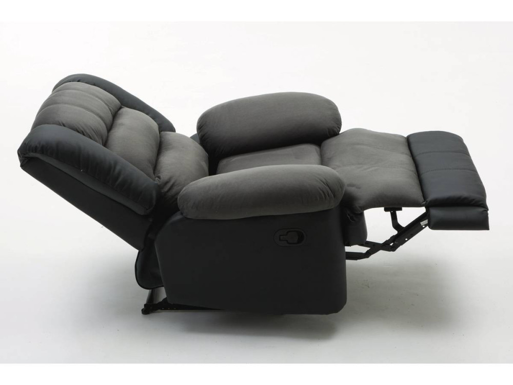Relaxfauteuil relaxstoel verstelbaar "Buckingham" - 85 x 93 x 100 cm - Zwart / Donkergrijs