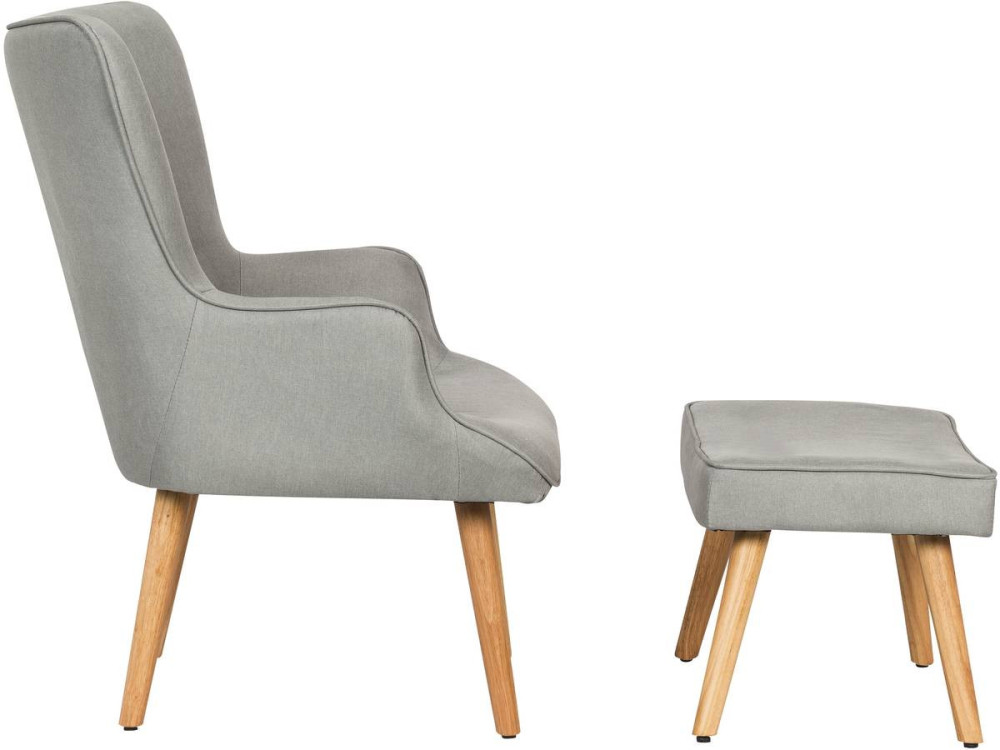 Stoel fauteuil stof Scandinavisch design "Odense" - 1 zits - Grijs lichtgrijs