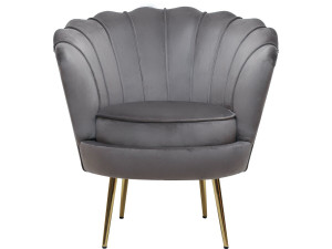 Stoel fauteuil velours fluweel "Floria" - 75 x 68 x 77,5 cm - Grijs