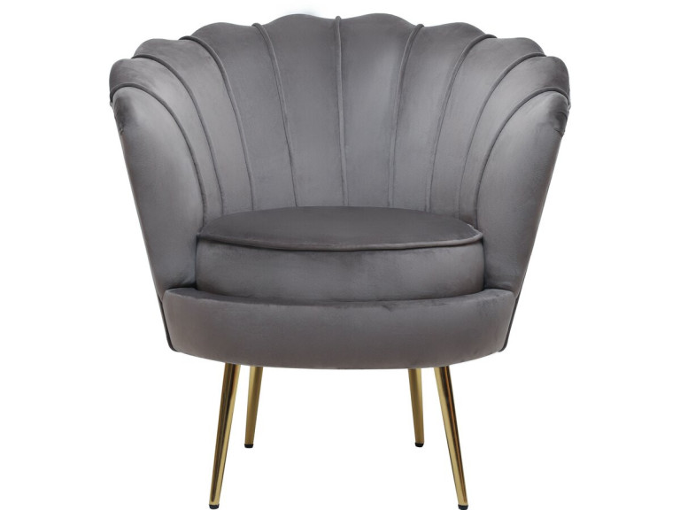 Stoel fauteuil velours fluweel "Floria" - 75 x 68 x 77,5 cm - Grijs