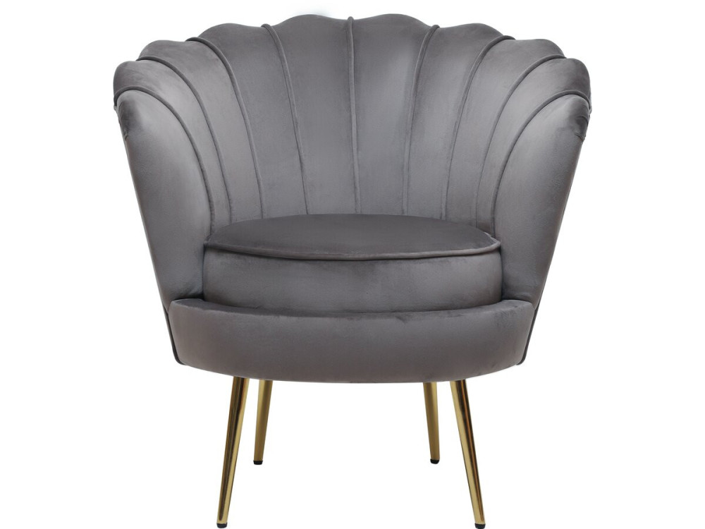 Stoel fauteuil velours fluweel "Floria" - 75 x 68 x 77,5 cm - Grijs