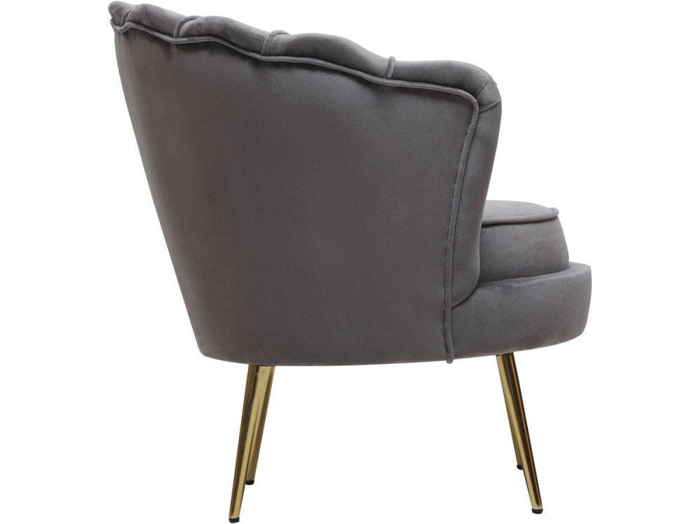 Stoel fauteuil velours fluweel "Floria" - 75 x 68 x 77,5 cm - Grijs