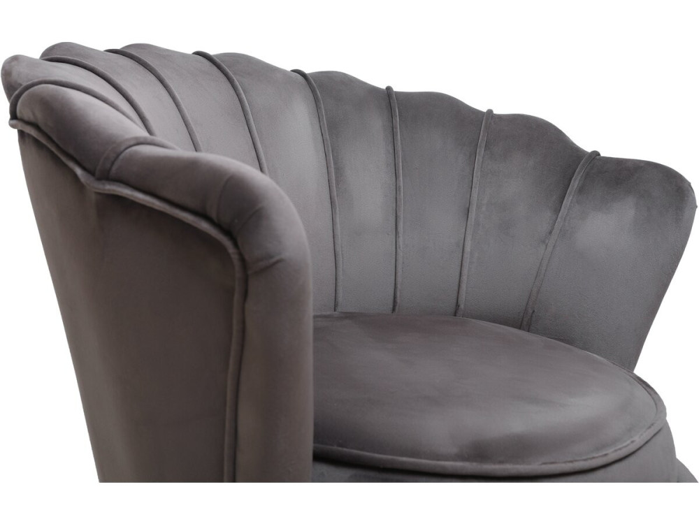 Stoel fauteuil velours fluweel "Floria" - 75 x 68 x 77,5 cm - Grijs