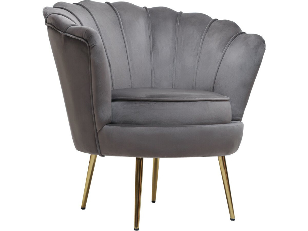 Stoel fauteuil velours fluweel "Floria" - 75 x 68 x 77,5 cm - Grijs