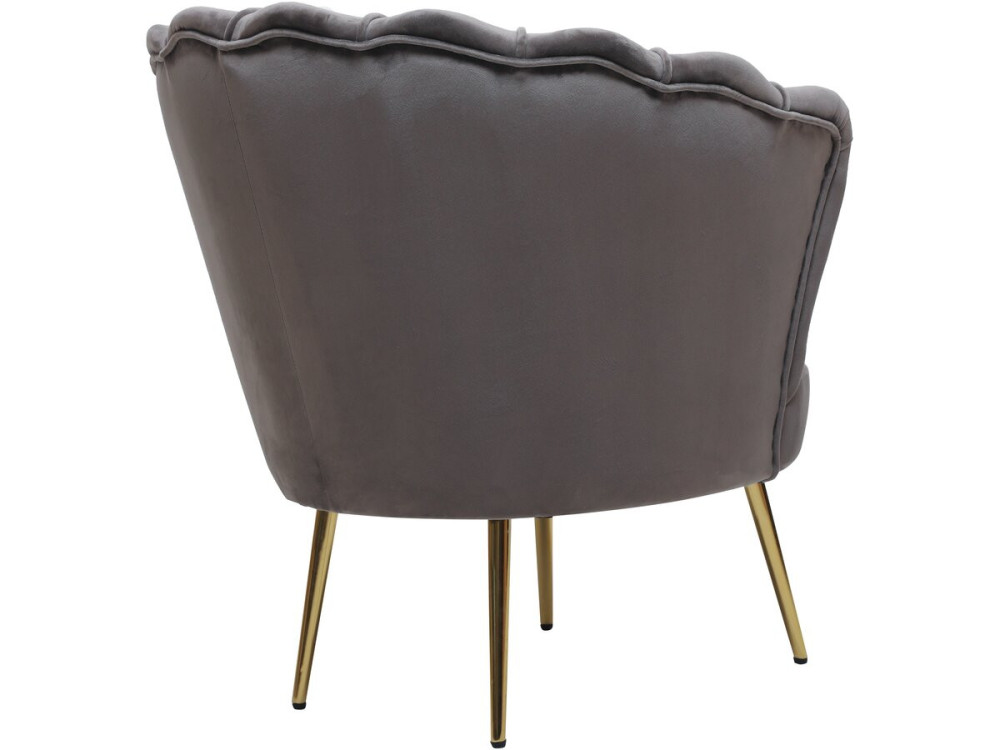 Stoel fauteuil velours fluweel "Floria" - 75 x 68 x 77,5 cm - Grijs