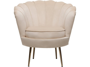 Stoel fauteuil velours fluweel "Floria" - 70 x 73 x 76 cm - Beige - lichtbruin