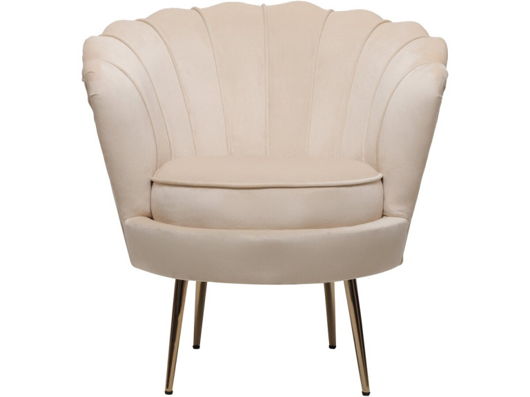 Stoel fauteuil velours fluweel "Floria" - 70 x 73 x 76 cm - Beige - lichtbruin
