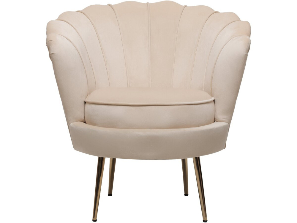 Stoel fauteuil velours fluweel "Floria" - 70 x 73 x 76 cm - Beige - lichtbruin