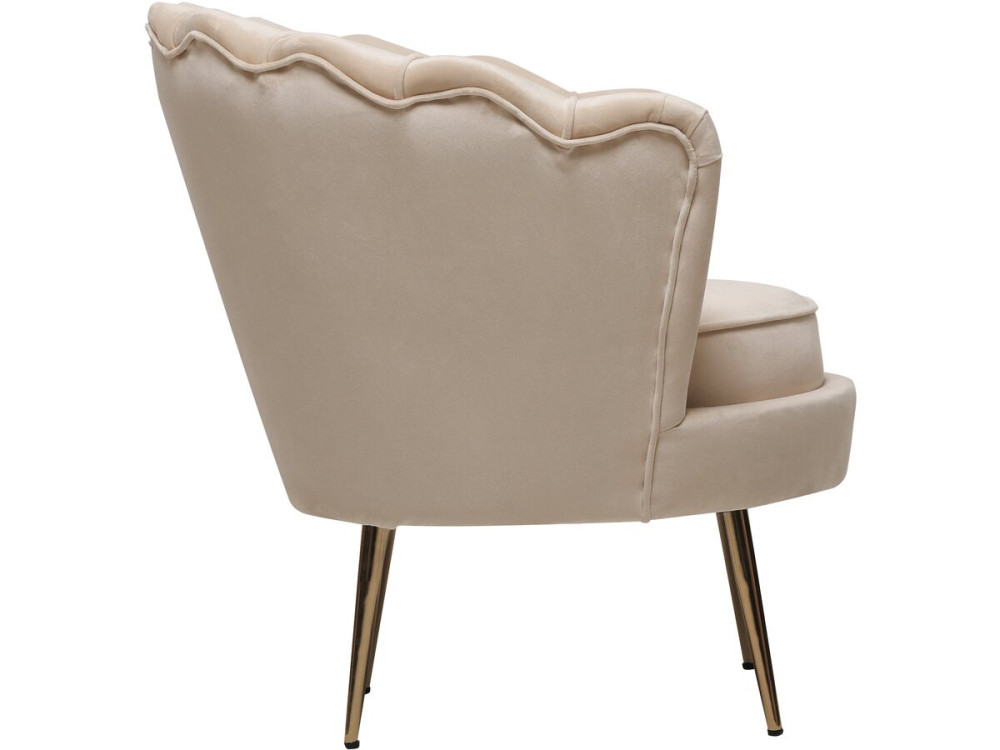 Stoel fauteuil velours fluweel "Floria" - 70 x 73 x 76 cm - Beige - lichtbruin