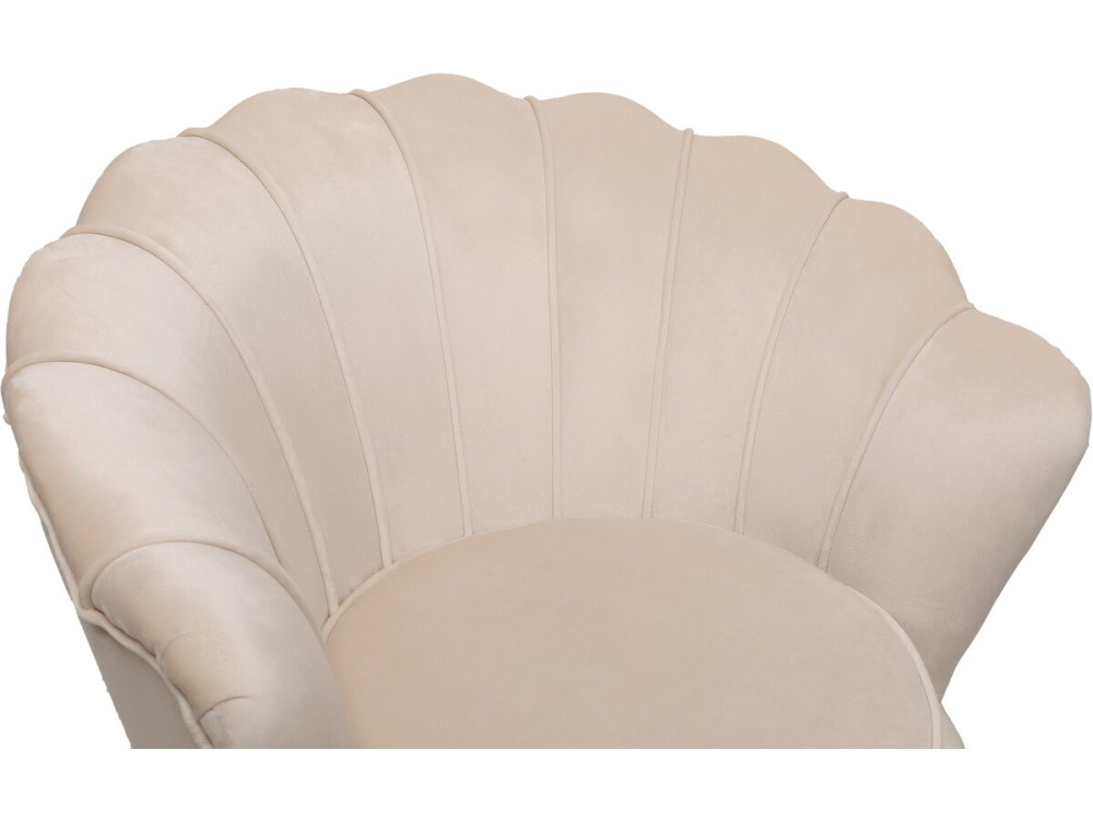 Stoel fauteuil velours fluweel "Floria" - 70 x 73 x 76 cm - Beige - lichtbruin