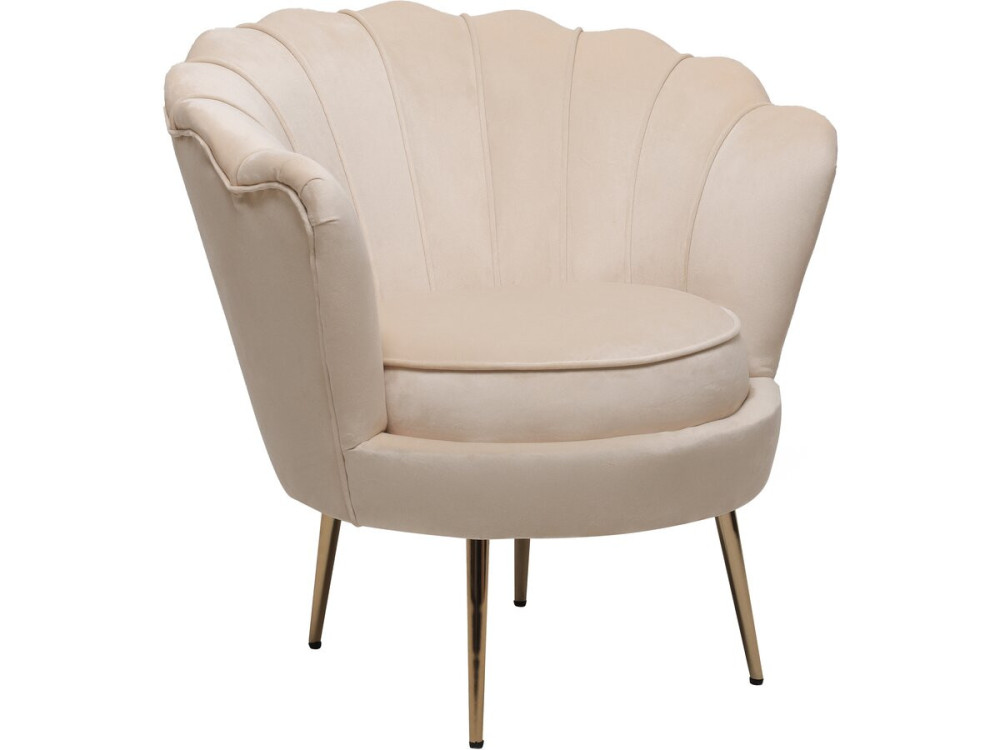 Stoel fauteuil velours fluweel "Floria" - 70 x 73 x 76 cm - Beige - lichtbruin