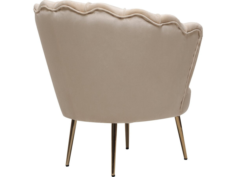 Stoel fauteuil velours fluweel "Floria" - 70 x 73 x 76 cm - Beige - lichtbruin
