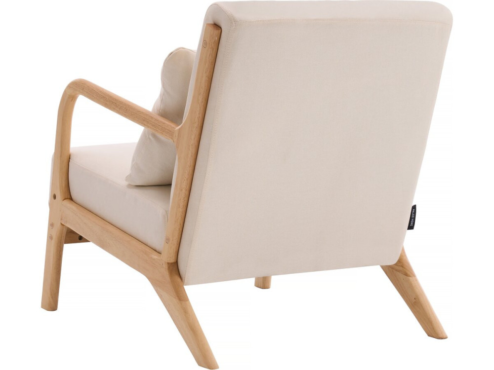 Fauteuil "Clinton" in hout in Scandinavische stijl - Linnen - Beige