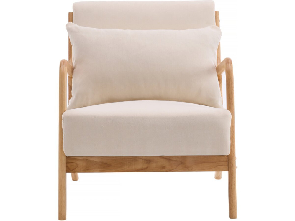 Fauteuil "Clinton" in hout in Scandinavische stijl - Linnen - Beige