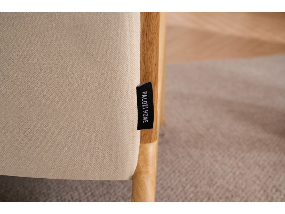 Fauteuil "Clinton" in hout in Scandinavische stijl - Linnen - Beige