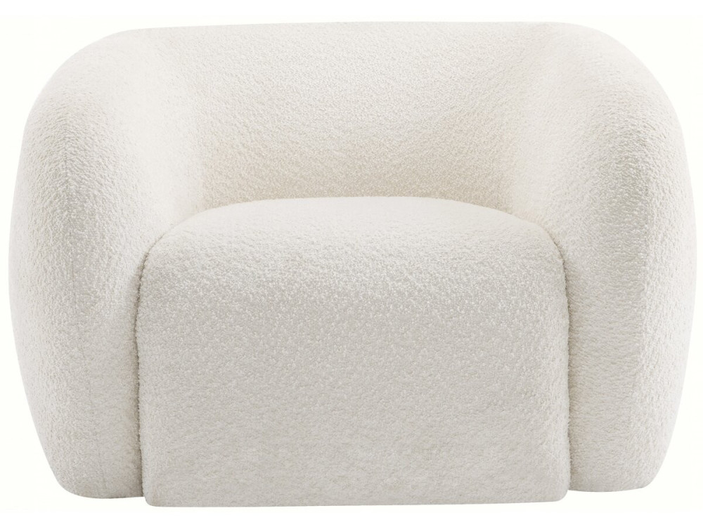 Washington" fauteuil van krullende stof - Wit