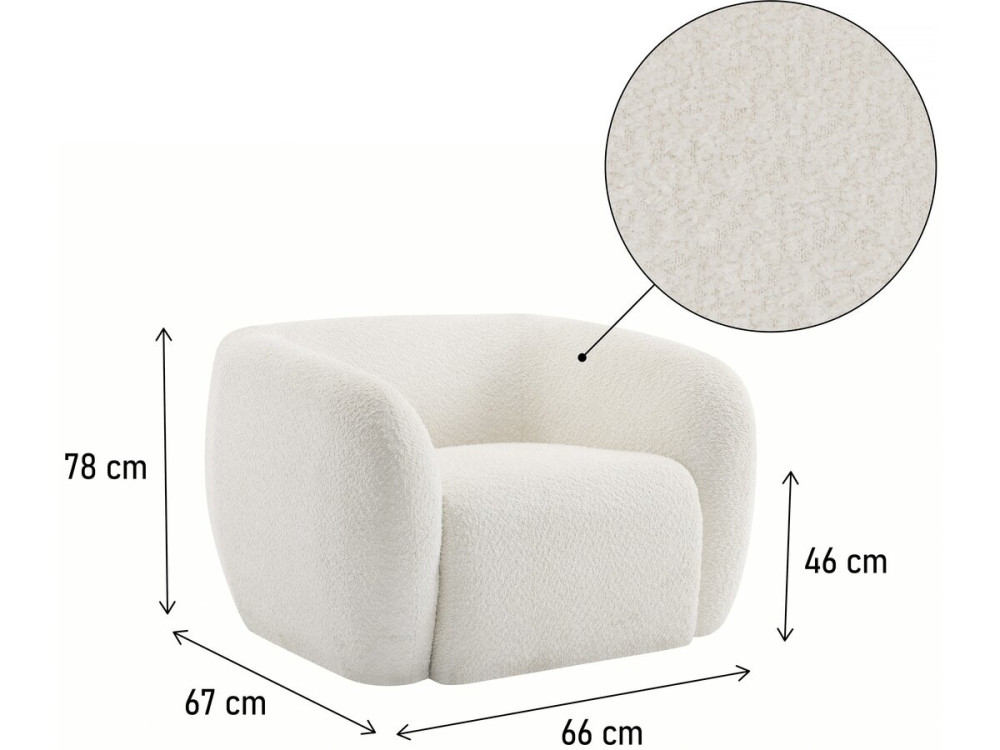 Washington" fauteuil van krullende stof - Wit